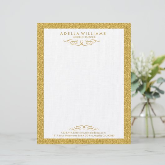 Lijst voor witte en goudzuren briefhoofd (Staand voorkant)