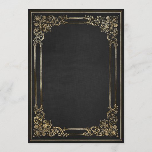 Lijst Zwart Goud Bruiloft Menu (Achterkant)