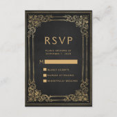 Lijst Zwart Goud Bruiloft RSVP Informatiekaartje (Voorkant)