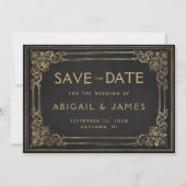 Lijst Zwart Goud Bruiloft Save the Date Kaart (Voorkant)