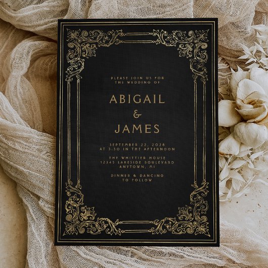 Lijst zwart gouden bruiloft Kaart
