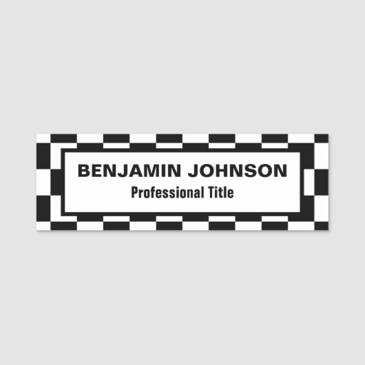 Lijst zwart-wit gebarsten patroon naamplaatje (Voorkant)