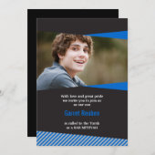 Lijsten balk Mitzvah fotouitnodiging Kaart (Voorkant / Achterkant)