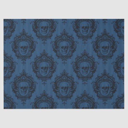  Lijsten en Skulls op blauwe ontkoppeling Tissuepapier (Voorkant)