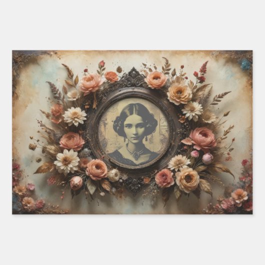 lijsten met bloemen - inpakpapier vel (Voorkant)