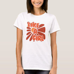 Like a Girl - Retro Bloemen - T-shirt