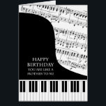 Like a Mother to Me Piano and Music Birthday<br><div class="desc">A birthday card card for someone who is like a mother. A great card for anyone who is into piano music. A grand piano with the keys along the bottom of the card. Un film musical sur le fond. A great card for someone who loves music. This is NOT a...</div>