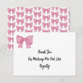 Like Royalty | Pink Bow Card Bedankkaart (Voorkant / Achterkant)