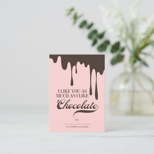 Like You & Chocolate Kind Classroom Valentijn 100p Notitiekaartje (Staand voorkant)