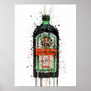 Likeur fles wandkunst afdruk 'Groene Inkt' Poster