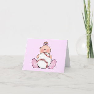 Lil Baseball Baby Girl Blank Card Kaart