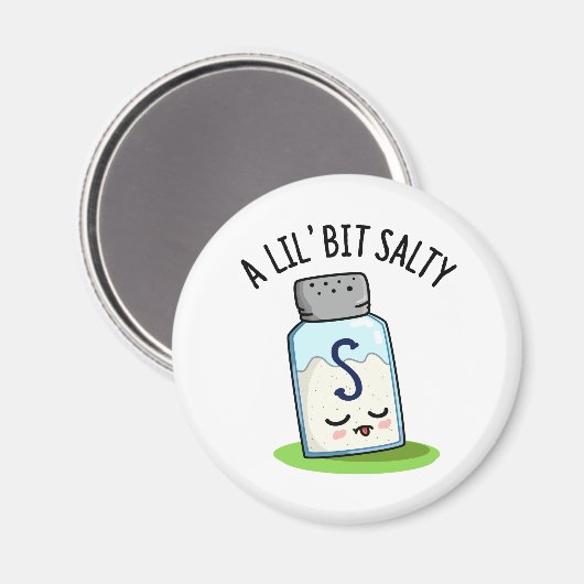 Lil Bit Salty Funny Salt Shaker Pun Magneet (Voorkant / Achterkant)