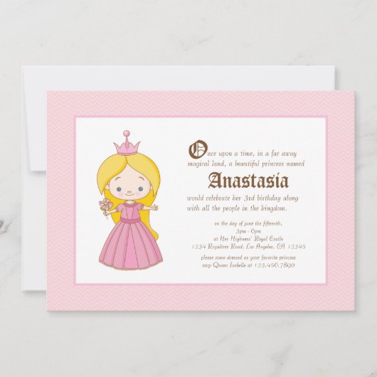 Li'l Blonde Princess Royal Birthday Invitation Kaart (Voorkant)