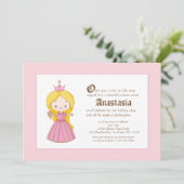 Li'l Blonde Princess Royal Birthday Invitation Kaart (Staand voorkant)