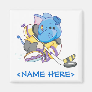 Lil Blue Elephant Hockey Magneet