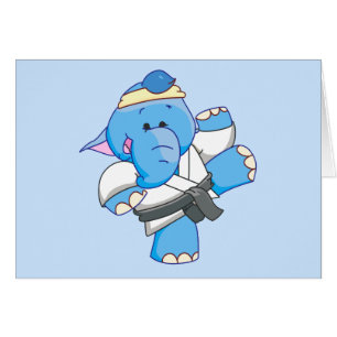 Lil Blue Elephant Karate Blank Kaart