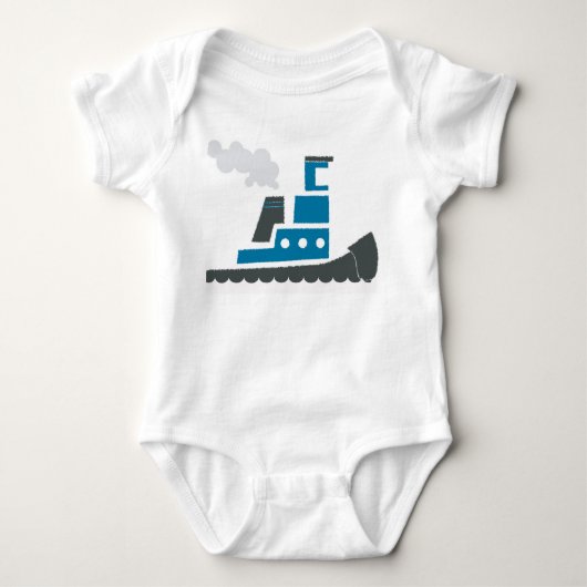 Lil Blue Tugboat Baby One-Piece Romper (Voorkant)