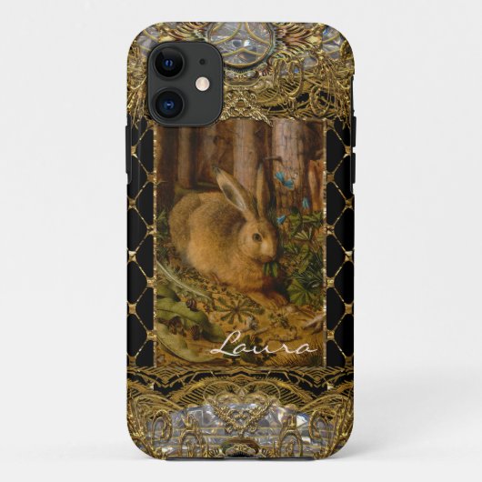 Lil Bunny in het tuinmonogram Case-Mate iPhone Case (Achterkant)