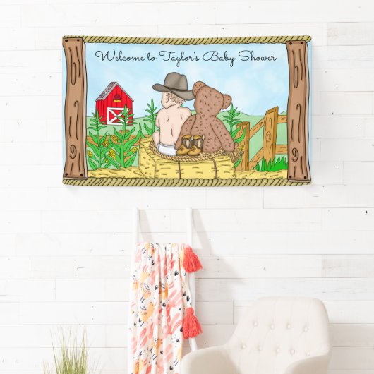 Lil' Cowboy and Teddy Bear Baby shower Spandoek (Insitu)