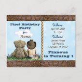 Lil Cowboy et Teddy Bear Premier Invitations d'ann (Devant)