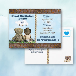Lil Cowboy et Teddy Bear Premier Invitations d'ann