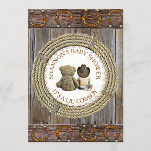 Lil' Cowboy Land en Western Baby shower Kaart