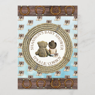 Lil' Cowboy Land en Western Baby shower Kaart