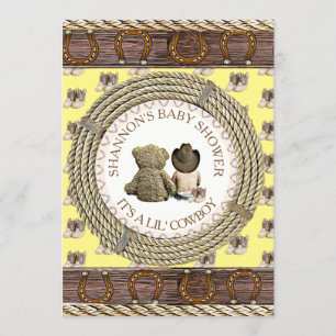 Lil' Cowboy Rustic Land en Western Baby shower Kaart