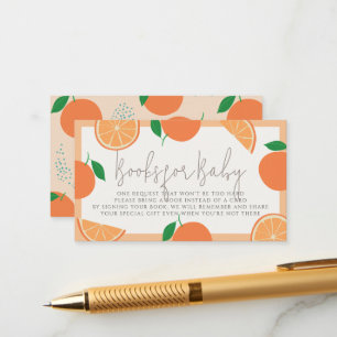 Lil Cutie Modern Oranje Baby shower Boek Verzoek Informatiekaartje
