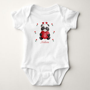 Lil' Cutie Pie Panda Beer met hart gepersonaliseer Romper