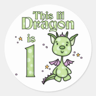 Lil Dragon 1st Birthday Ronde Sticker
