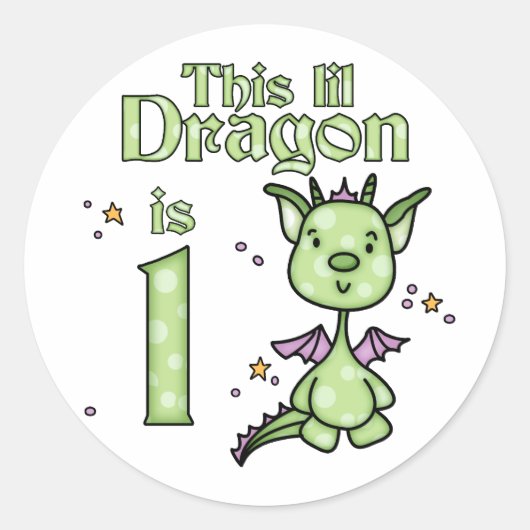 Lil Dragon 1st Birthday Ronde Sticker (Voorkant)