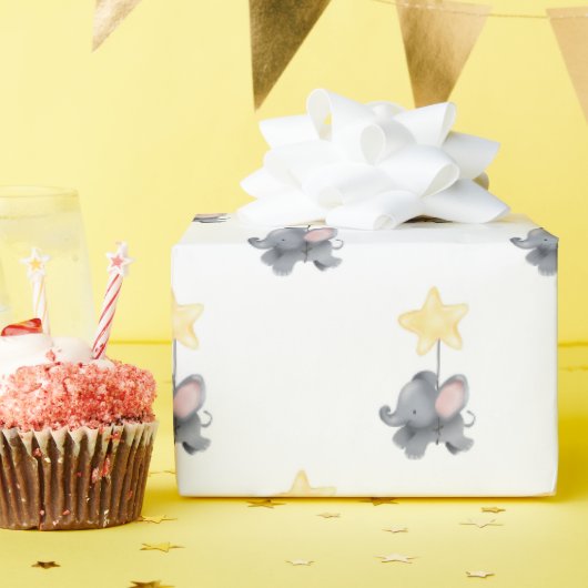 Lil' Elephant-Star Wrapping Paper Cadeaupapier (Verjaardagsfeest)