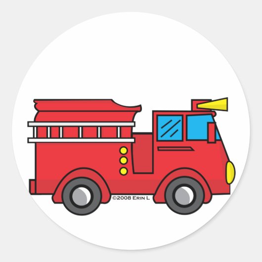 Lil Fire Truck Ronde Sticker (Voorkant)