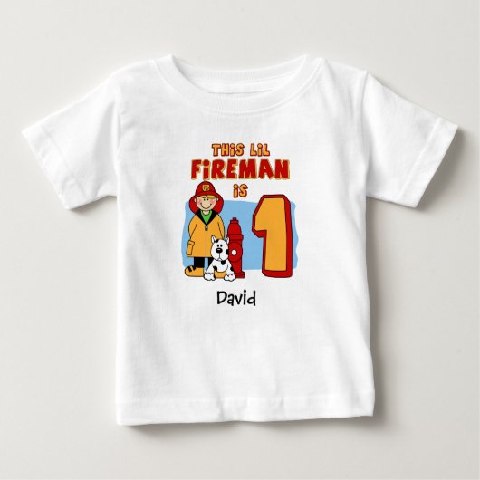 Lil Fireman 1er Anniversaire T-shirt bébé (Devant)