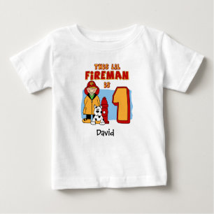 Lil Fireman 1st Birthday Baby T-Shirt