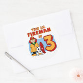 Lil Fireman 3rd Birthday Ronde Sticker (Envelop)