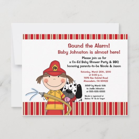 Lil Firetruck Baby shower Invitation Kaart (Voorkant)