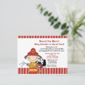 Lil Firetruck Baby shower Invitation Kaart (Staand voorkant)