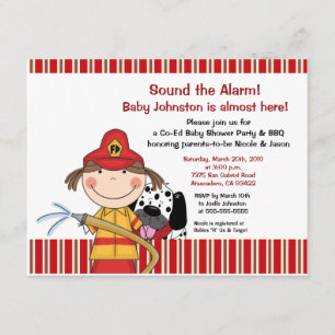 Lil Firetruck Baby shower Invitation Kaart