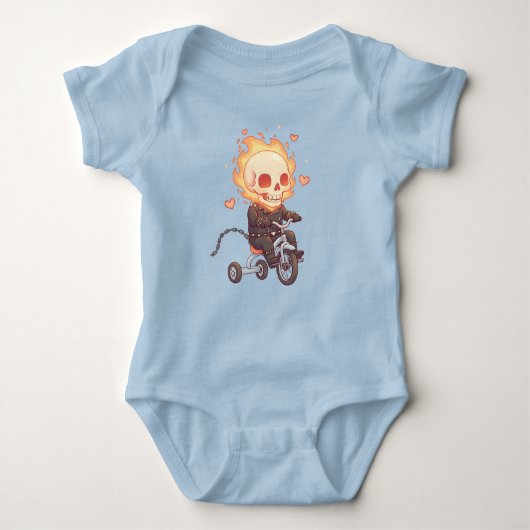 Lil' Flame Rider - Schattige Skeleton op Trike Romper (Voorkant)