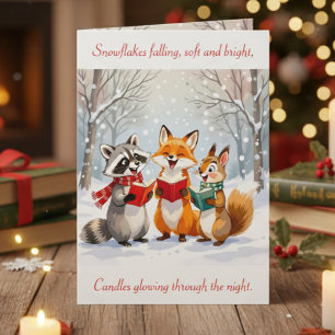 Lil Forest Dieren zingen kerstliederen Feestdagen Kaart