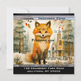 Lil Fox Zittend in Sneeuw Kerstfeest Kaart