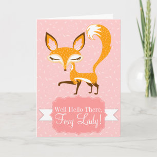 Lil Foxie - Carte de voeux personnalisée rose "Fox