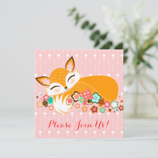 Lil Foxie Cub - Custom Baby Shower Invitations Kaart (Staand voorkant)