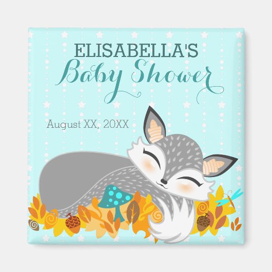 Lil Foxie Cub - Custom Baby shower Magnet Magneet (Voorkant)