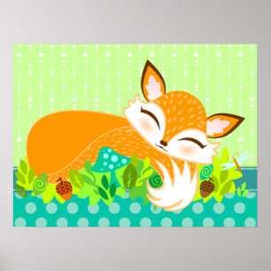 Lil Foxie Cub - Poster mignon du mur Fox