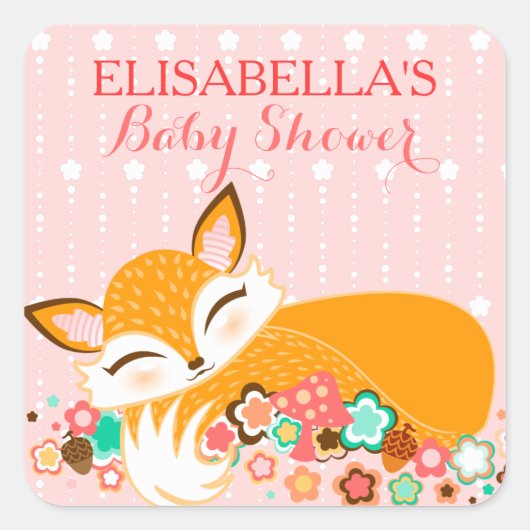 Lil Foxie Cub - Schattigee Baby Meisje Fox Custom  Vierkante Sticker (Voorkant)