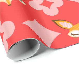 Lil Foxie - Cute Girly Fox Pattern Wrapping Paper Cadeaupapier