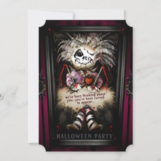 Lil Girly Voodoo Doll Invitation de la fête d'Hall (Devant)